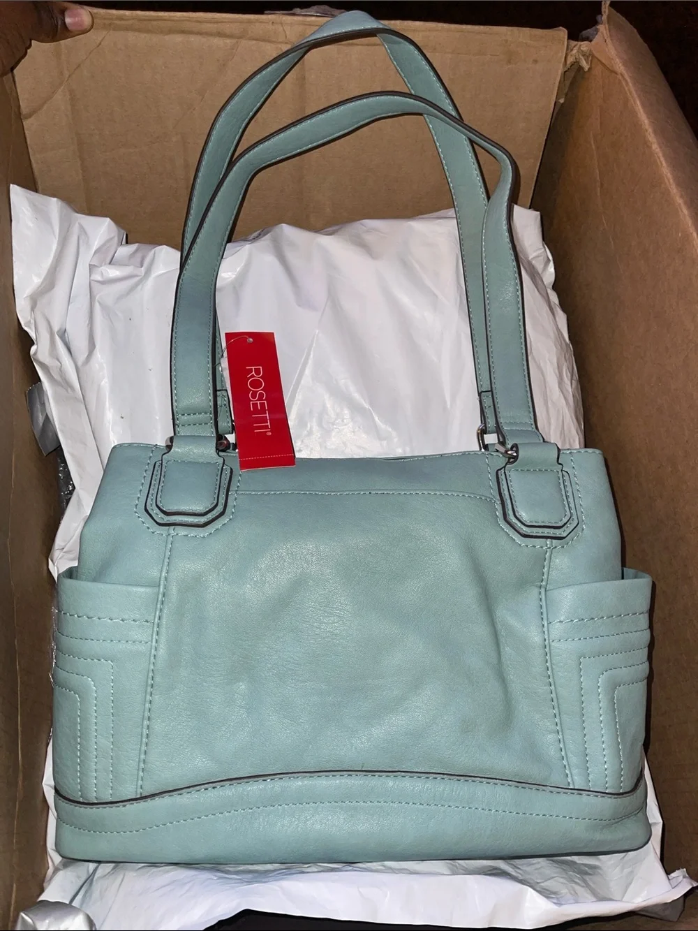 Rosetti Mint Green Shoulder Bag with Front Zip and Side Pockets - Picture 3 of 4